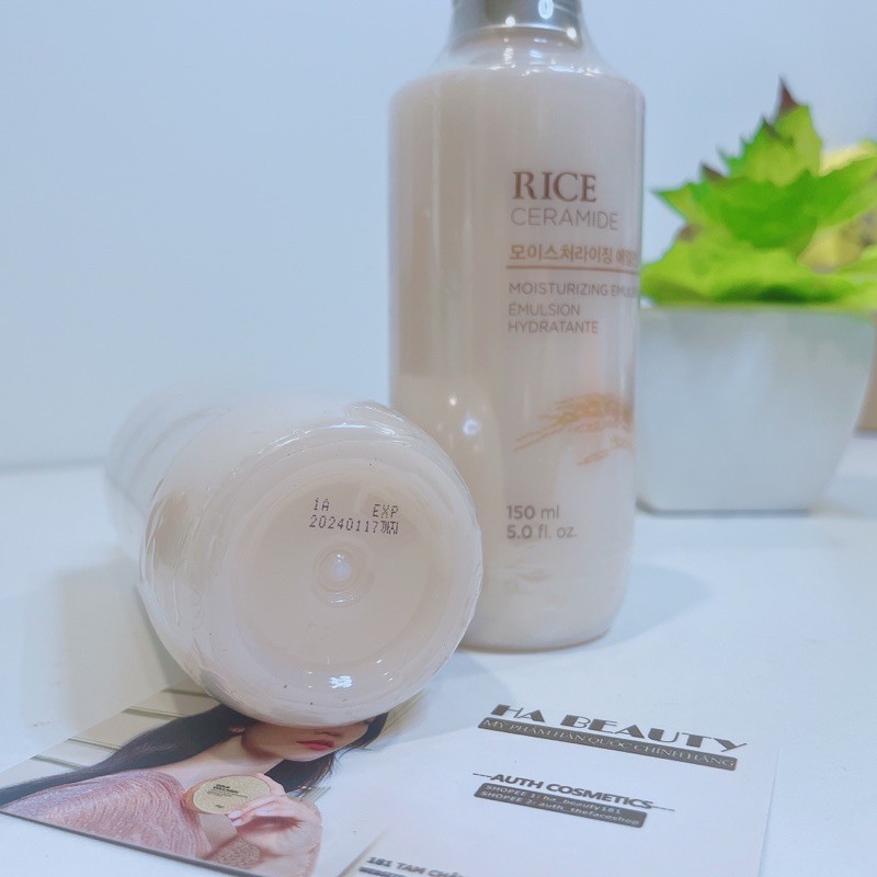 (AUTH) Sữa dưỡng Sáng mịn da Rice & Ceramide Moisturizing Emulsion 150ml The Face Shop