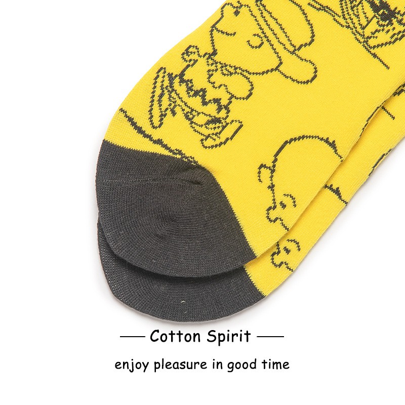 Tất cổ cao Nam nữ Cao cấp In hình hoạt tiết hoạt hình Snoopy Vớ Cao cổ Cotton Unisex Trượt Patin
