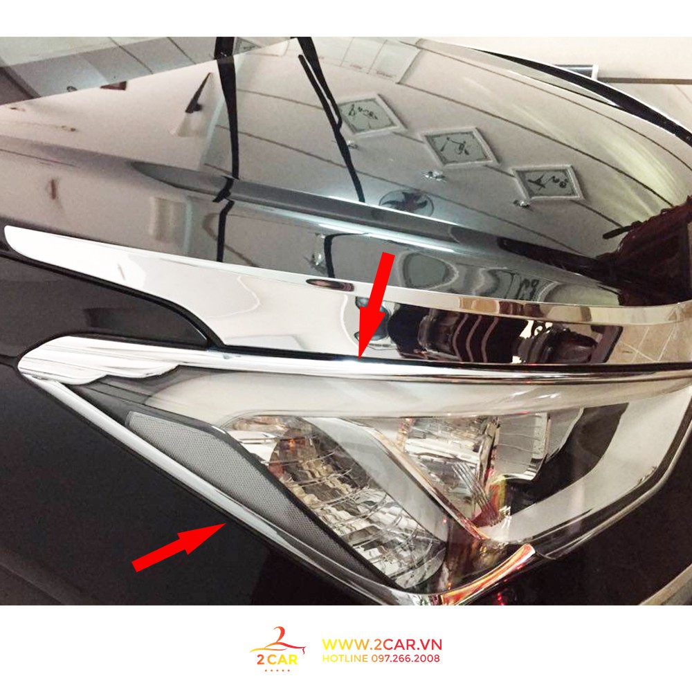 Bộ ốp viền đèn pha, hậu xe Hyundai Santafe 2019 2020 2021 mạ crom cao cấp