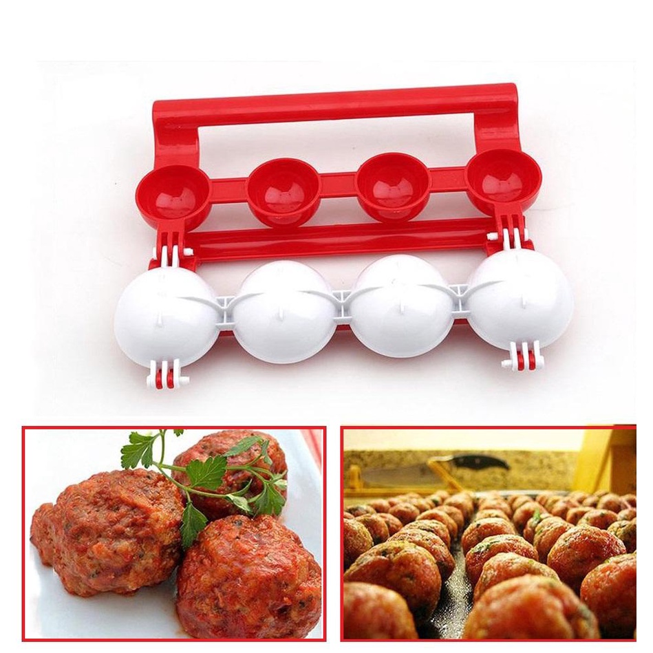 Bộ 4 Dụng Cụ Làm Thịt Viên Stuffed Ball Maker - Làm Bằng Nhựa Abs An Toàn, Dễ Sử Dụng, Làm Mọc, Chả, Thịt Viên