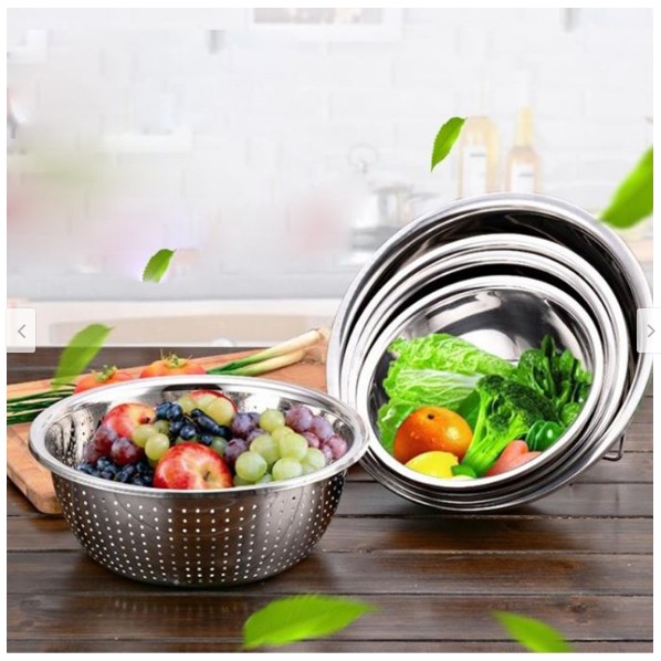 Bộ 5 Hình Tròn Đồ Gia Dụng Chậu Rửa Bát Nhà Bếp Inox
