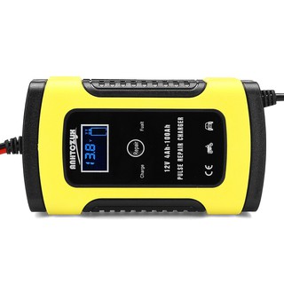 Máy sạc bình ắc quy 12V 100Ah dòng sạc 5A có chức năng khử sunfat thông minh tự ngắt khi đầy (Vàng, cam)