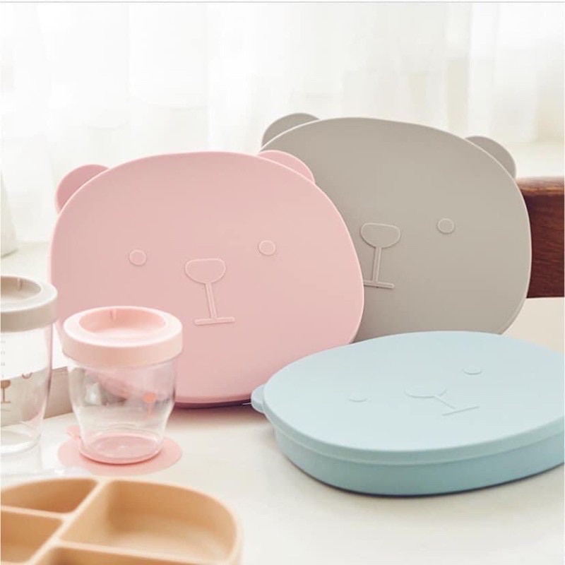 KHAY ĂN DẶM SILICON POLET HÌNH GẤU ( CÓ NẮP)