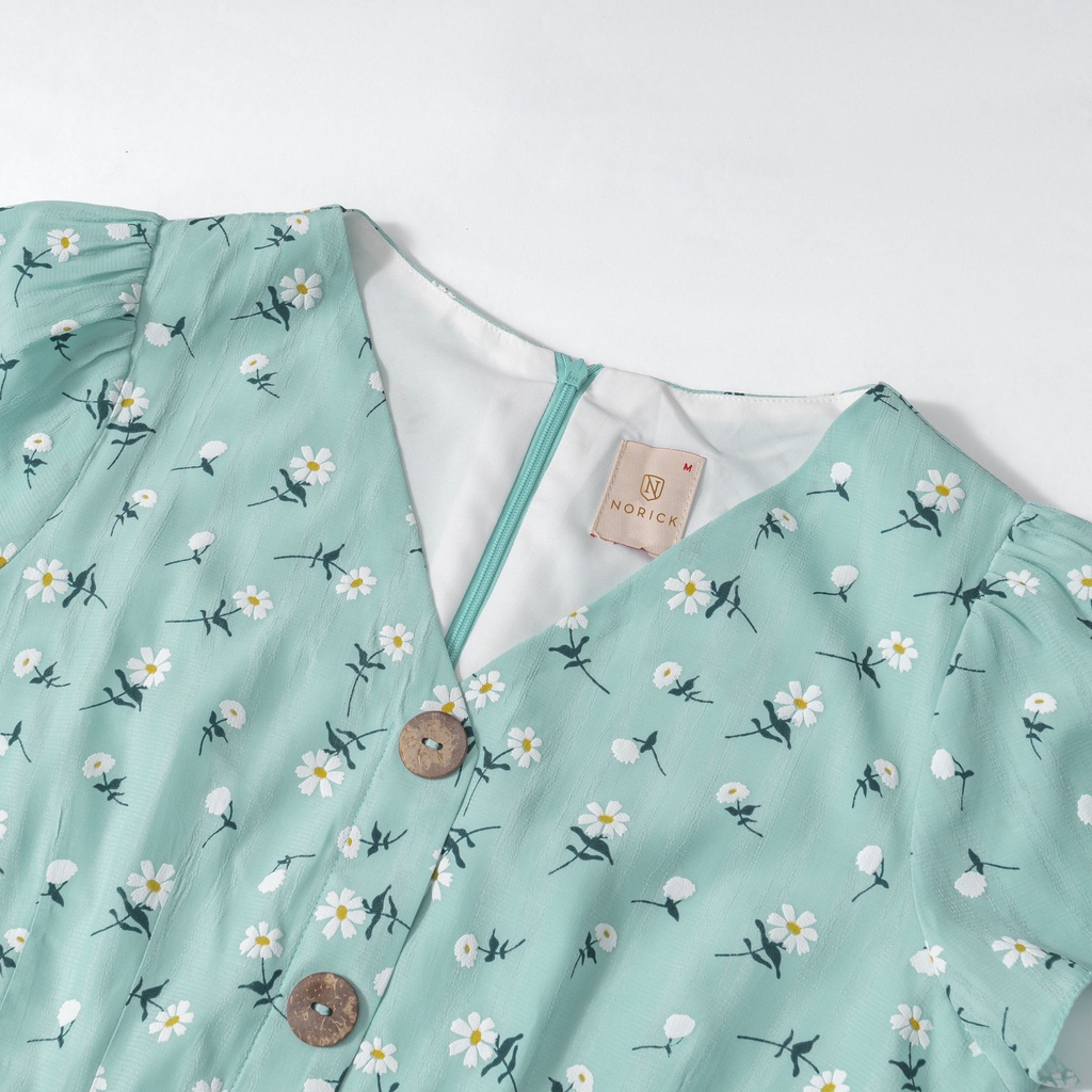 Váy Nữ Hoa Nhí Thiết Kế Cổ V Chất Đũi Tơ Nhẹ Nhàng Sang Trọng NORICK | BigBuy360 - bigbuy360.vn