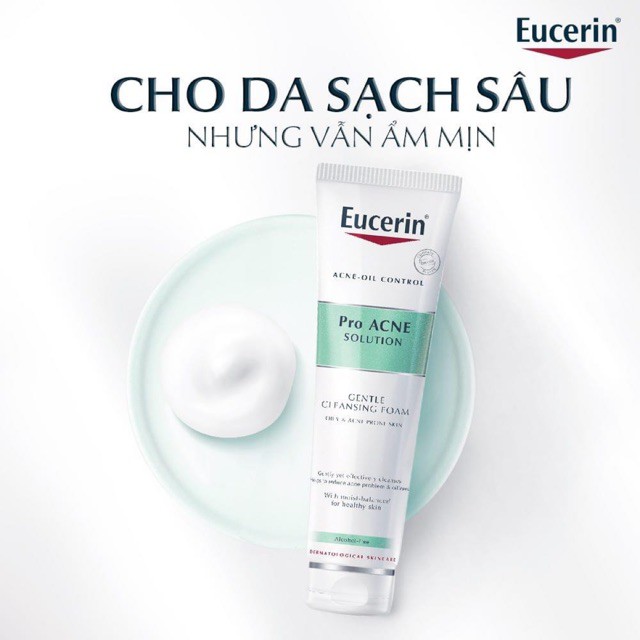 Sữa Rửa Mặt Eucerin Pro Acne Solution Gentle Cleansing Foam 150g - Tạo Bọt, Cho Da Dầu Mụn