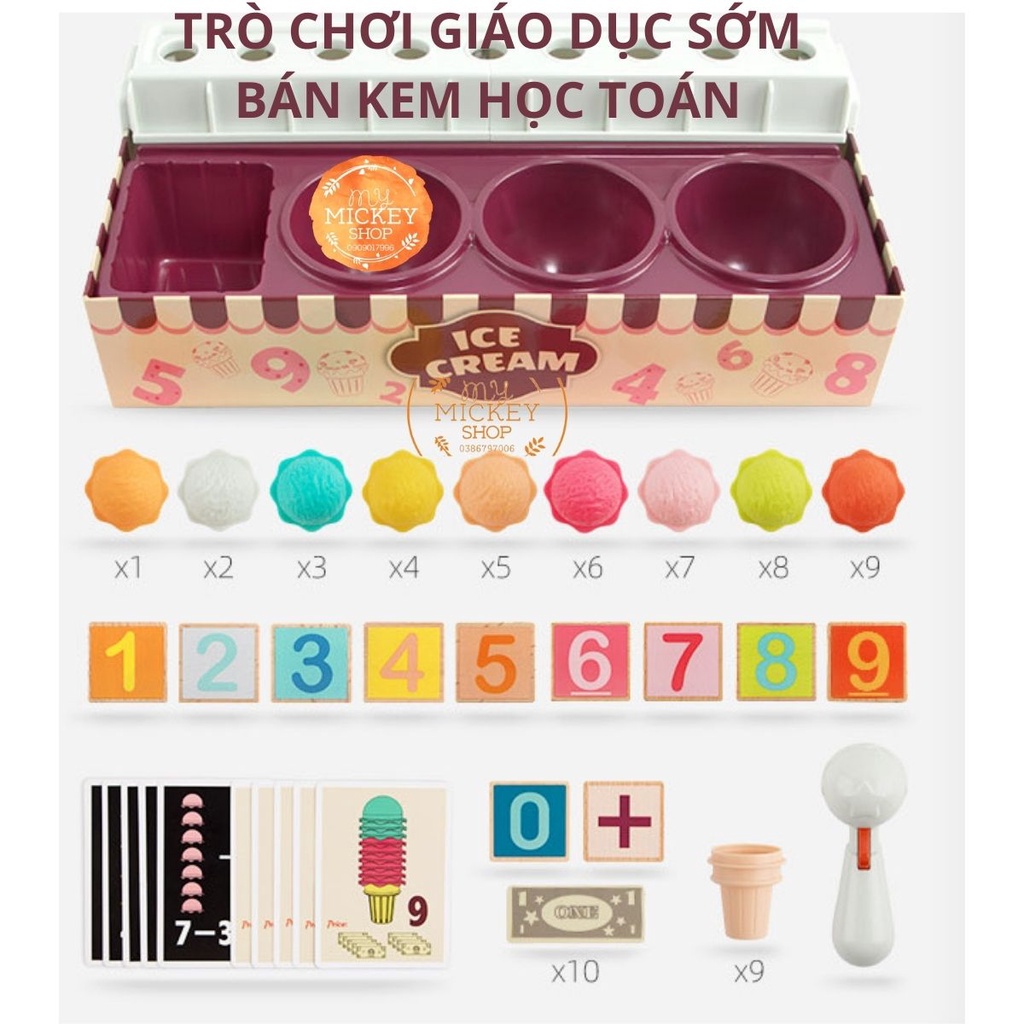 Bộ đồ chơi giáo dục sớm BÁN KEM HỌC TOÁN chính hãng TOP BRIGHT ICREAM MATH & LOGIC cho bé từ 4 5 6 tuổi My Mickey Shop