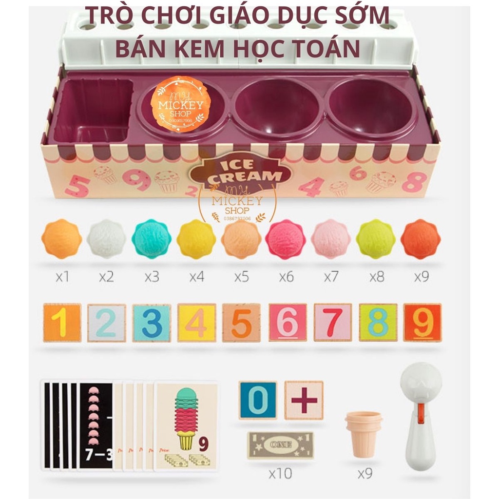 Bộ đồ chơi giáo dục sớm BÁN KEM HỌC TOÁN chính hãng TOP BRIGHT ICREAM MATH &amp; LOGIC cho bé từ 4 5 6 tuổi My Mickey Shop