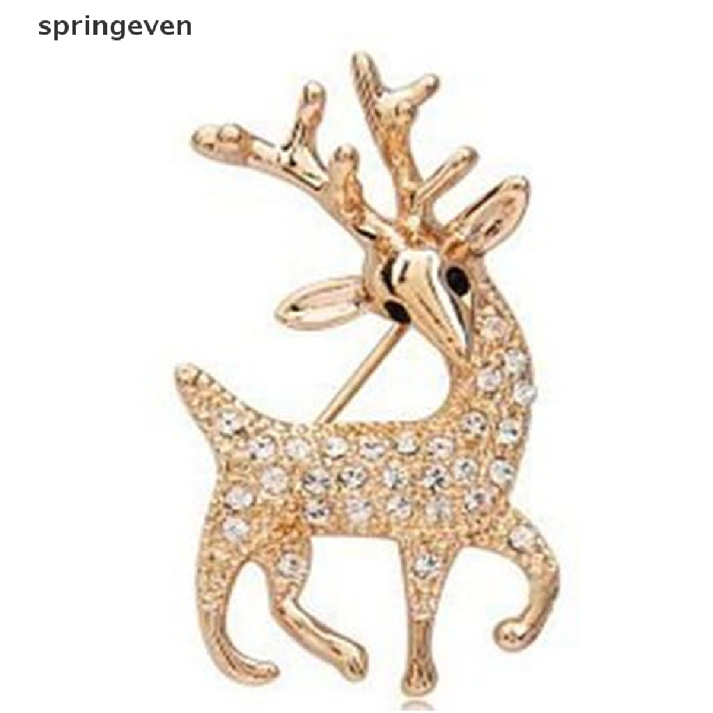 springeven Women Fashion High Quality Exquisite Sika Deer Brooch Shining Rhinestone Jewelry RFT