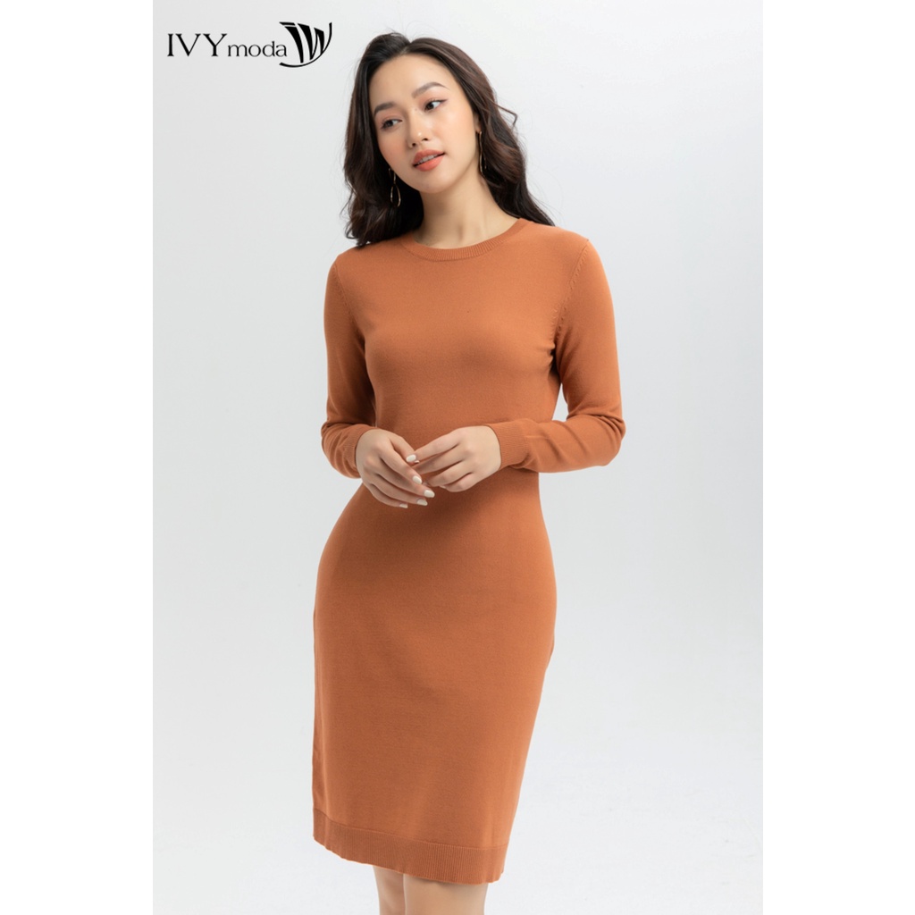 Đầm len cổ tròn ôm body IVY moda MS 42P0175