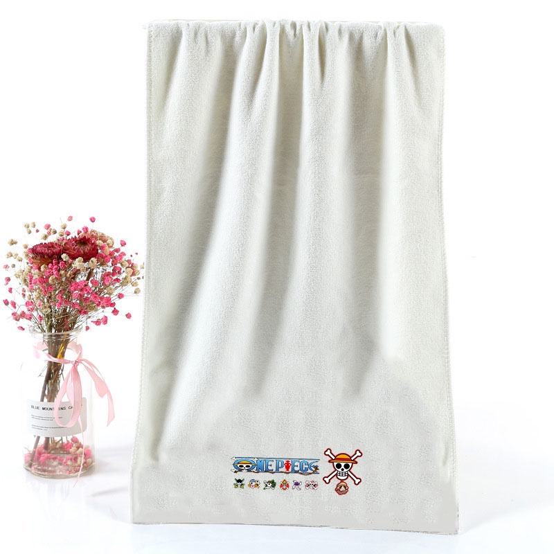Khăn Lau Mặt Vải Sợi Nhỏ Mềm Mại Thấm Hút Nước Tốt In Hoạt Hình one piece Dễ Thương