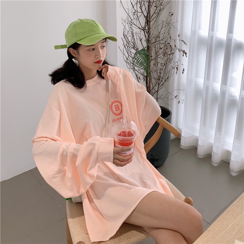 SUXI Áo Thun Nữ Dài Tay Cổ Tròn Thời Trang Hàn