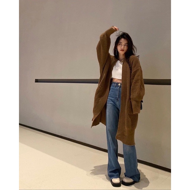 Sale cardigal dáng dài 3 màu nâu be đen chất đẹp
