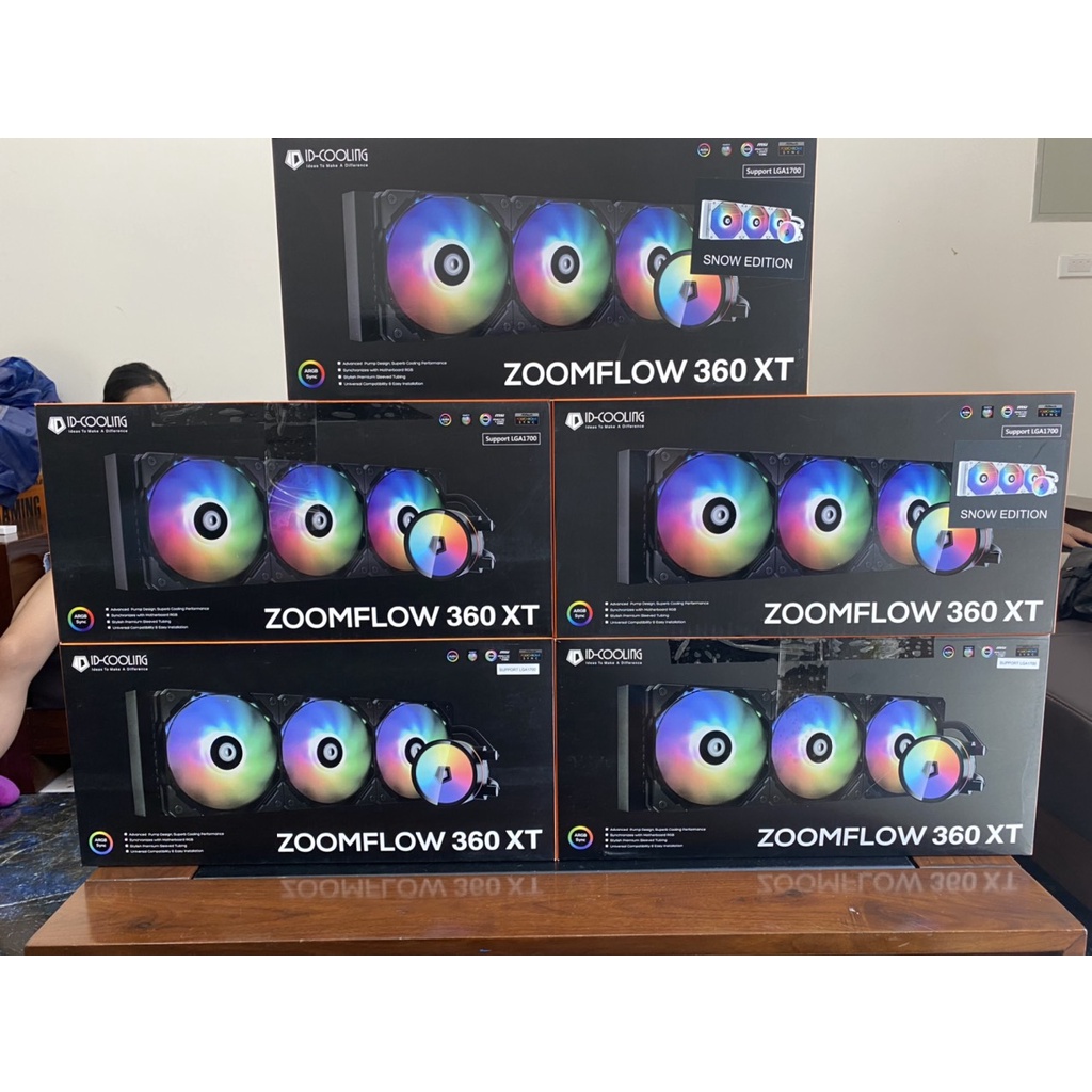 (GIÁ SỈ) Combo 5 bộ tản nước ID-COOLING ZOOMFLOW 360-XT SNOW trắng hàng chính hãng bảo hành 24 tháng