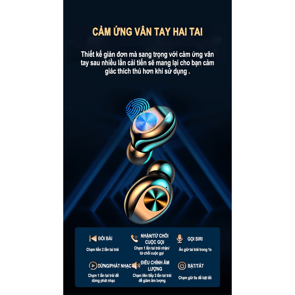 Tai nghe bluetooth F9 10 phiên bản thế hệ 10 âm thanh nghe gọi HD, nút điều kiểm cảm ứng