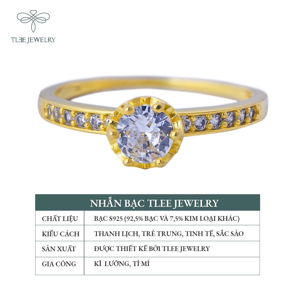 Nhẫn bạc nữ TLEE Jasmine Prince mạ vàng 14k nạm đá cao cấp NCJ A0107