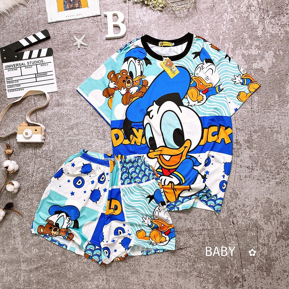 Đồ Bộ Pijama Thun Baby Tay Ngắn Quần Đùi Họa Tiết Hoạt Hình Dễ Thương P2 có size