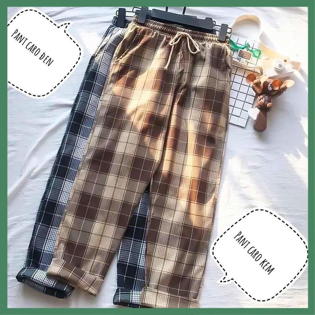 Quần Dài Kiểu Caro Ống Suông Kaki Nam Nữ Unisex - La mode