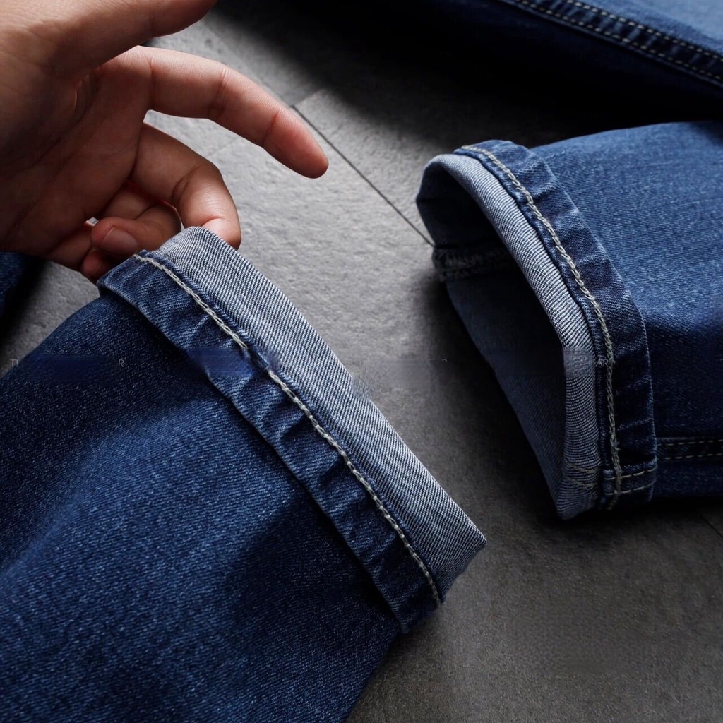 Quần jean nam ống đứng màu xanh- Haian jean- jeans co giản