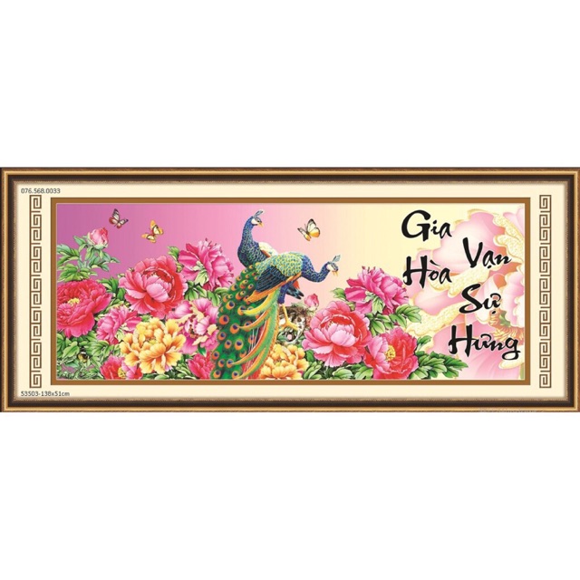 Tranh thêu chữ thập Công Gia Hoà Vạn Sự Hưng 53503 (148x62) chưa thêu