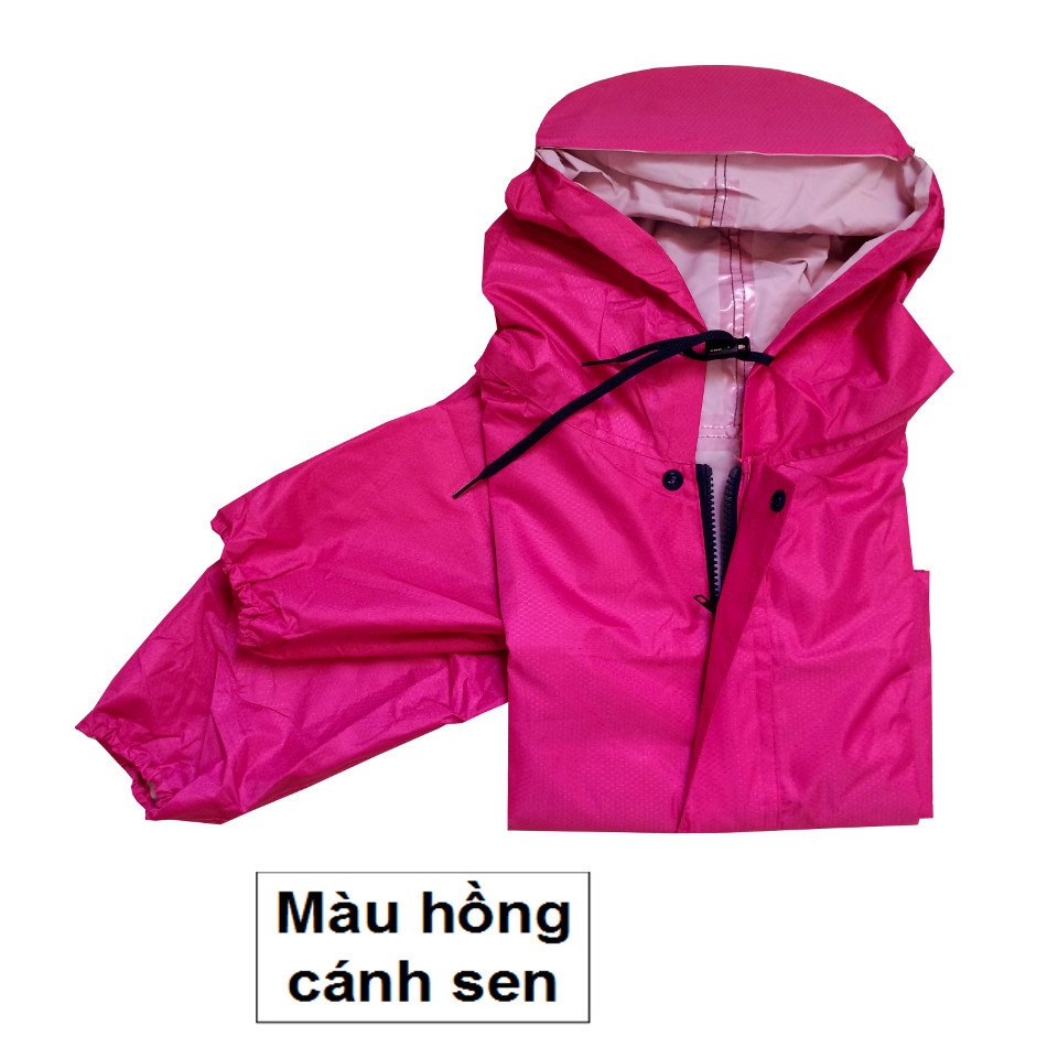 Áo Mưa Vải Tổ Ong Có Khóa Dây Kéo Kèm Nút Áo - Không Sẻ Tà - Đủ Size Người Cao Từ 1m4 đến 1m9 - Hàng Cao Cấp - Siêu Bền