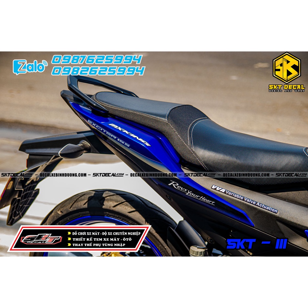 Tem trùm xe exciter 155 xanh đen movistar