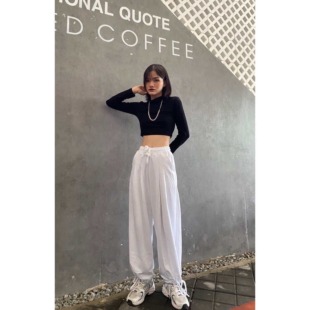 Quần jogger xếp ly bo chân có dây rút