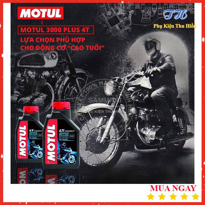 Nhớt Xe Số Motul 3000 Plus 4T 20w50 Dung Tích 1L / 0.8L Chính Hãng