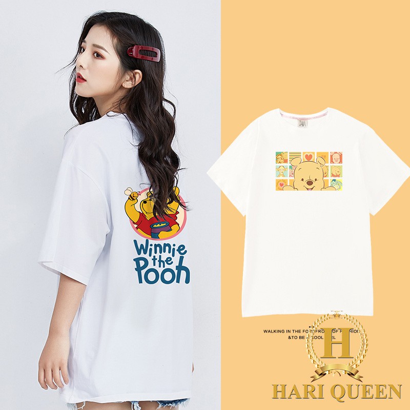 Áo phông gấu Pooh in trước sau HARI0421