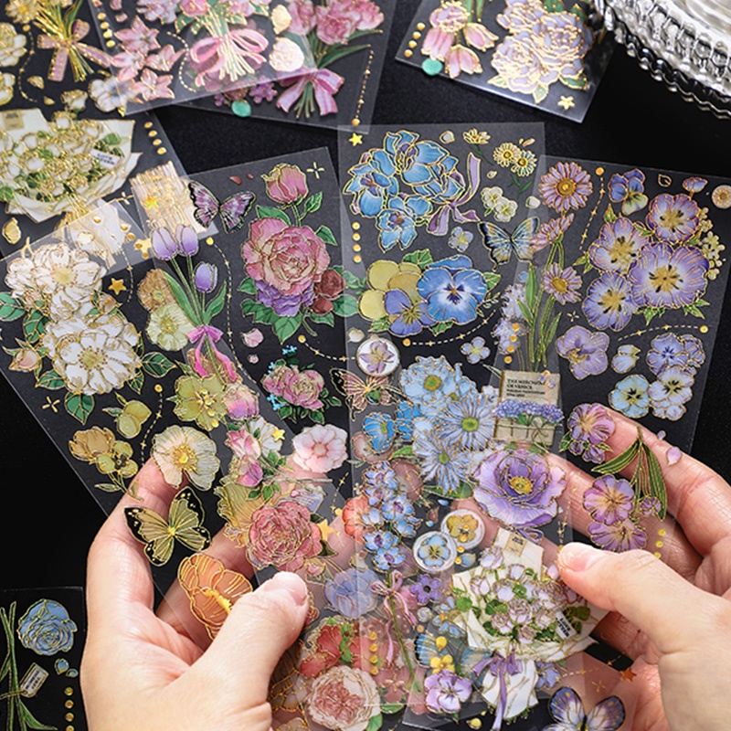 Bộ 3 Tấm Sticker Trong Suốt Hình Hoa 3D Xinh Xắn