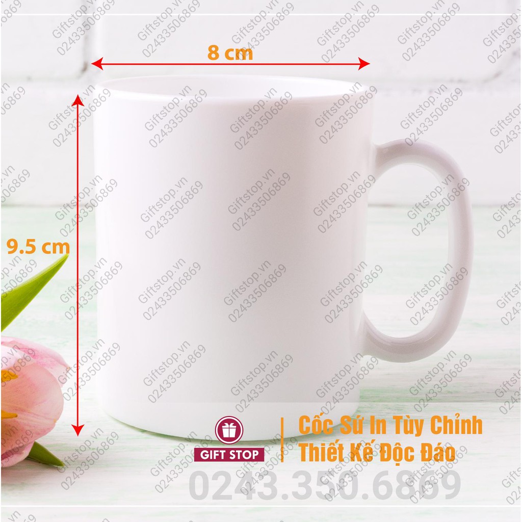 Cốc in ảnh, cốc in Slogan cho văn phòng Mug 06 ' Cuộc sống bắt đầu sau ly Cà Phê'