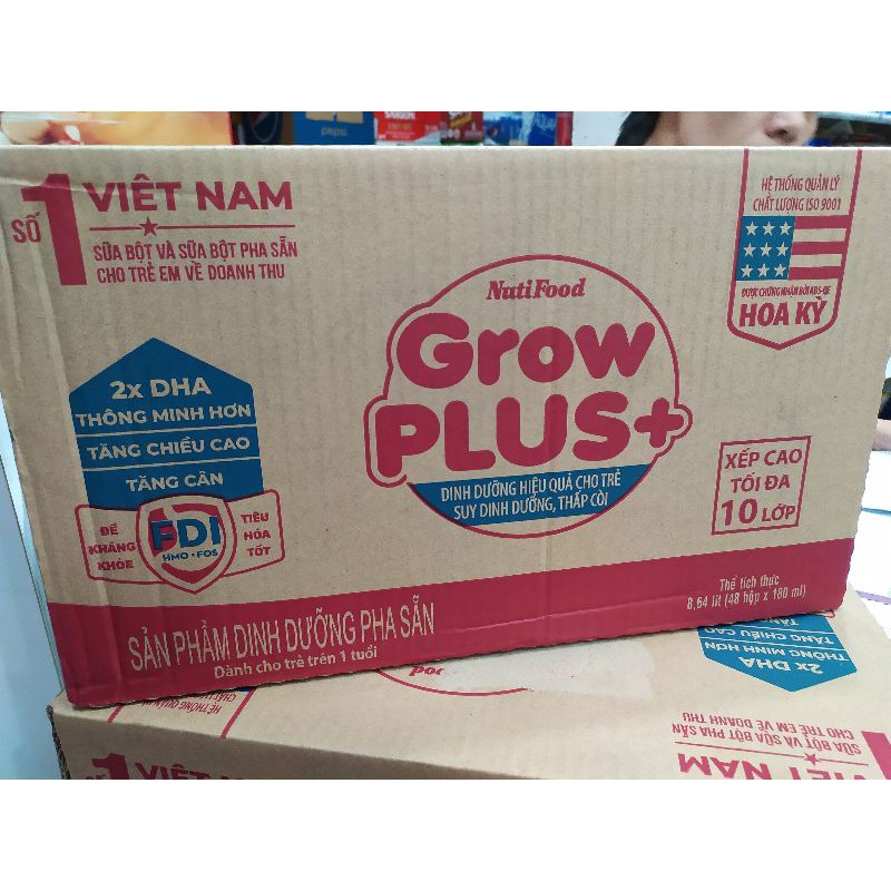 Thùng sữa Grow Plus+ đỏ 180ml