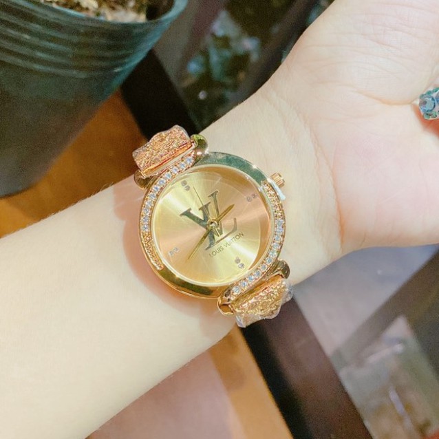 Đồng hồ nữ LV viền đá, mặt trơn sáng, hàng full box, thẻ bảo hành 12 tháng -Donghp.lv | BigBuy360 - bigbuy360.vn
