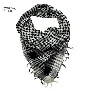 Khăn choàng cổ cotton phối tua rua siêu nhẹ họa tiết sọc caro phong cách ả rập