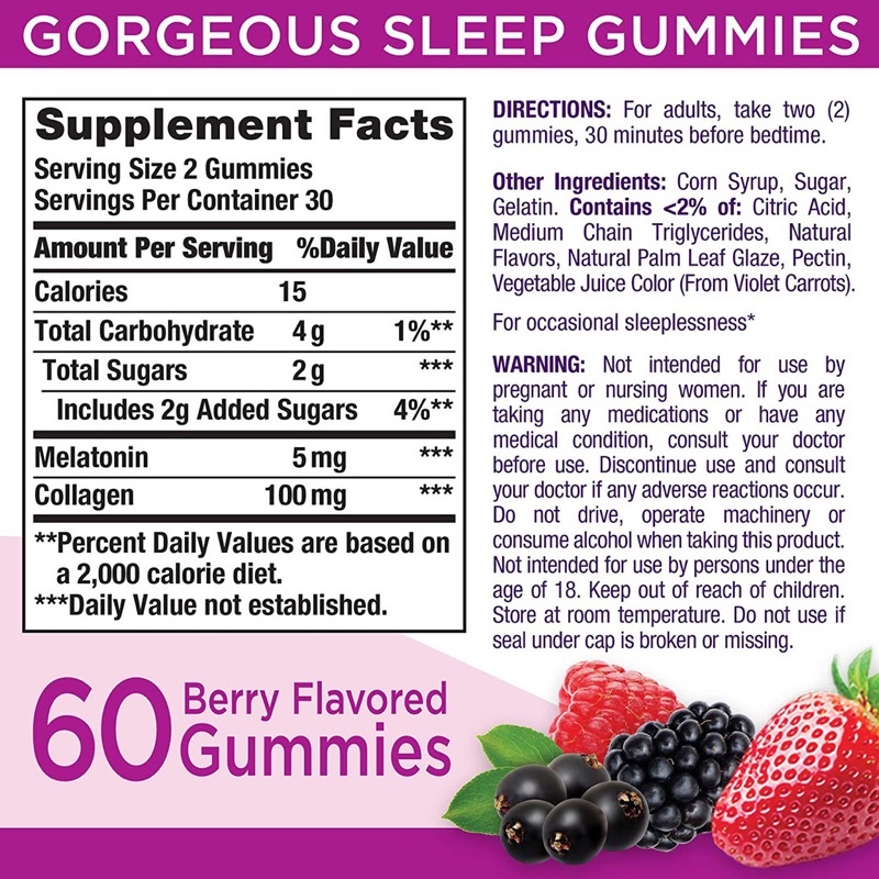 Kẹo Dẻo Hỗ Trợ Ngủ Ngon Nature’s Bounty Sleep Gummies 60 viên