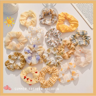 Dây cột tóc scrunchies Hàn Quốc nữ tính ngọt ngào/ Dây cột tóc scrunchies dễ thương Ullzang hoạ tiết đa dạng