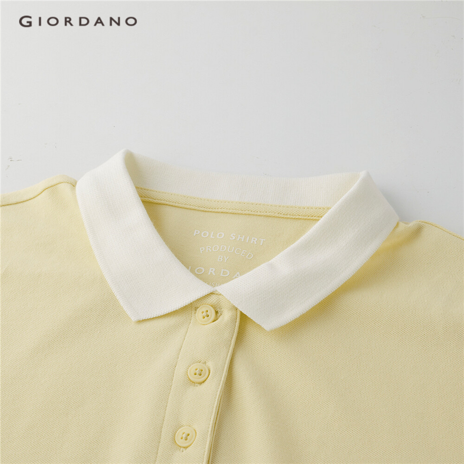 Áo Thun Polo Nữ GIORDANO 05311392 Ngắn Tay Co Giãn Màu Sắc Tương Phản | BigBuy360 - bigbuy360.vn