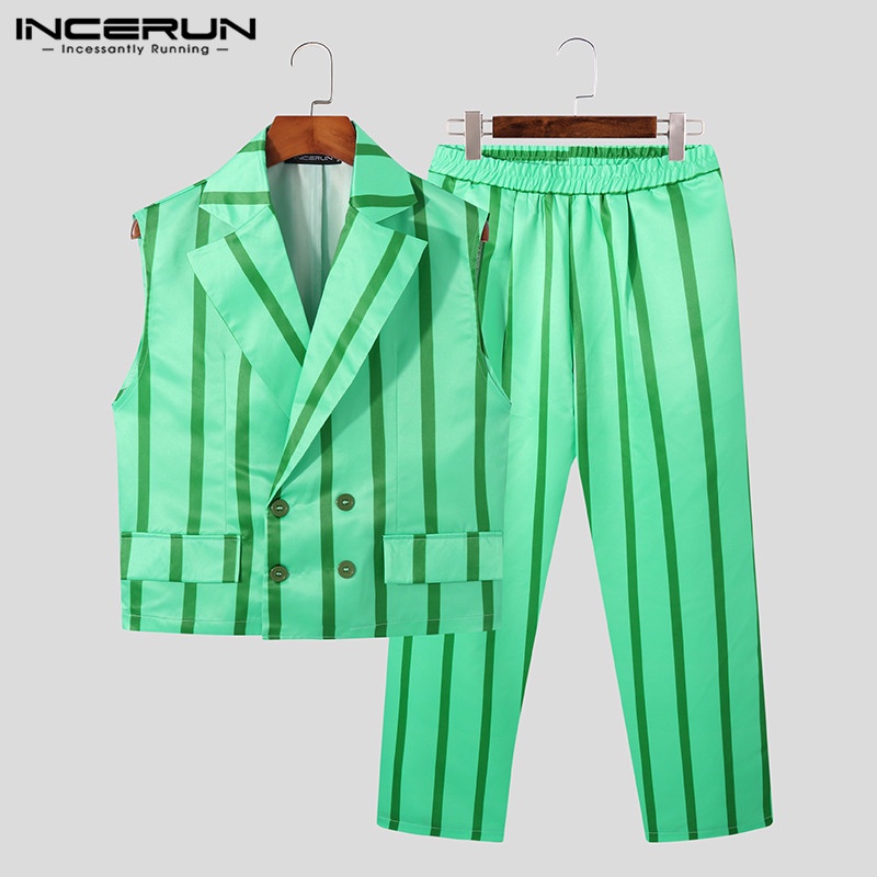 Bộ INCERUN áo khoác không tay + quần dài thời trang nam