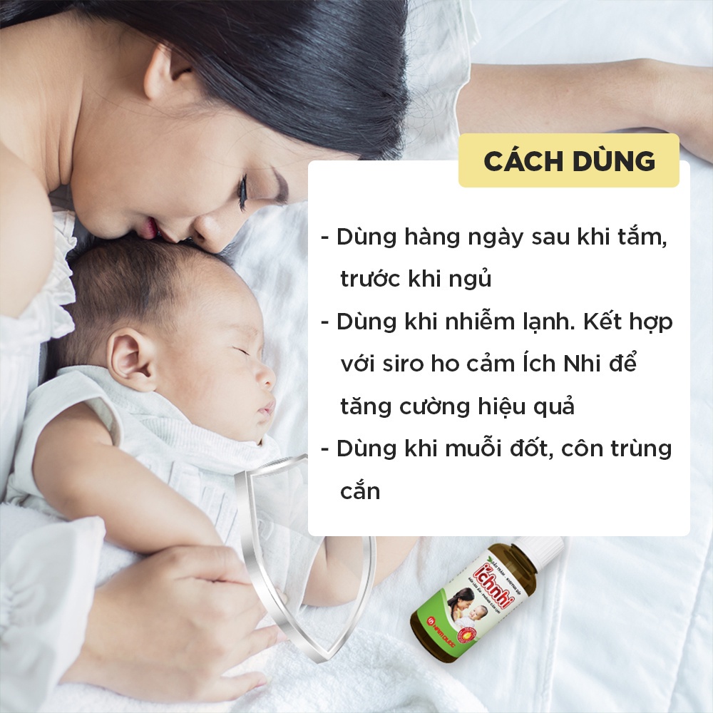 Dầu tràm khuynh diệp Ích Nhi 30ml giúp phòng cảm lạnh, làm ấm, an toàn cho trẻ sơ sinh và phụ nữ có thai, sau sinh