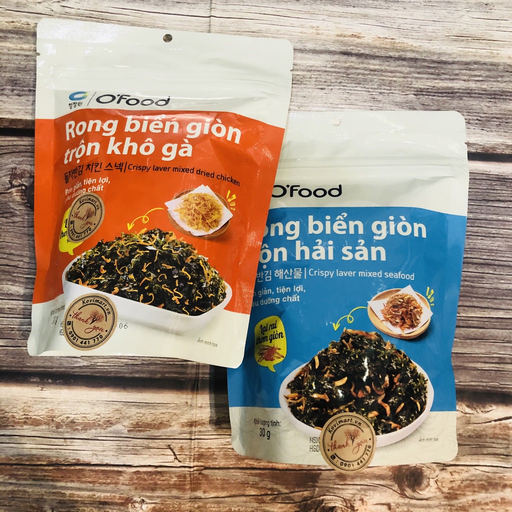 RONG BIỂN GIÒN O'FOOD TRỘN HẢI SẢN VÀ TRỘN KHÔ GÀ 30G