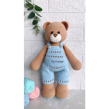 Gấu Len Nhồi Bông 40cm - Thú Bông Len Handmade Đan Móc Thủ Công Bằng Tay