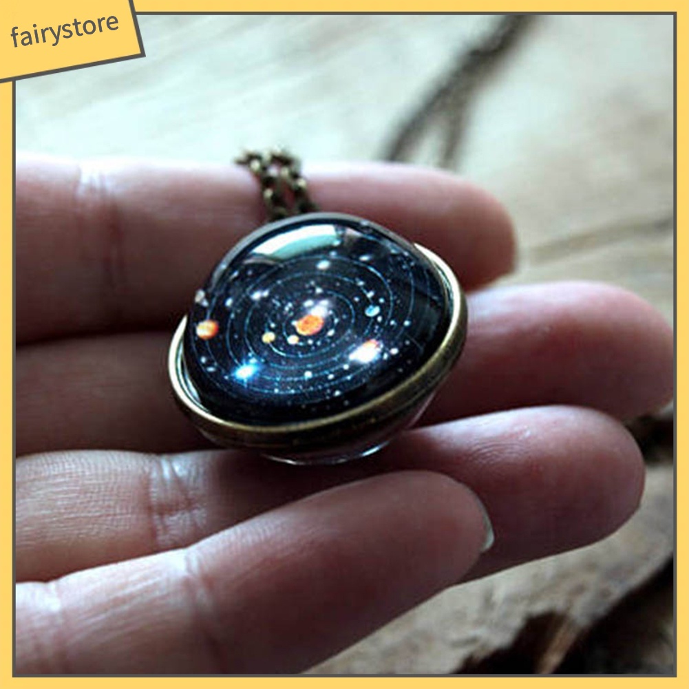 Dây Chuyền Mặt Thủy Tinh Họa Tiết Dải Ngân Hà Độc Đáo