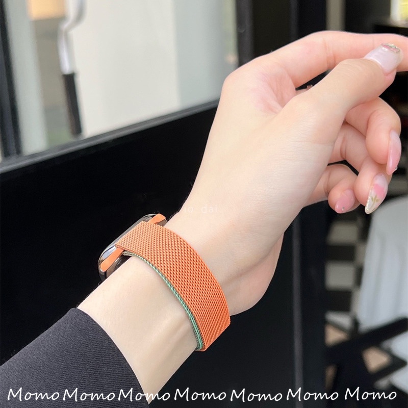 Dây Đeo Thay Thế Chất Liệu Thép Không Gỉ Màu Gradient Cho Smart Watch Series 7 5 4 3 6 SE 45mm 41mm 40mm 44mm
