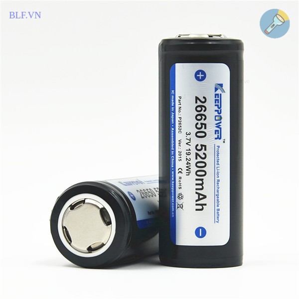 Pin Keeppower 26650 5200mAh 3.7v ICR26650 - Có mạch bảo vệ