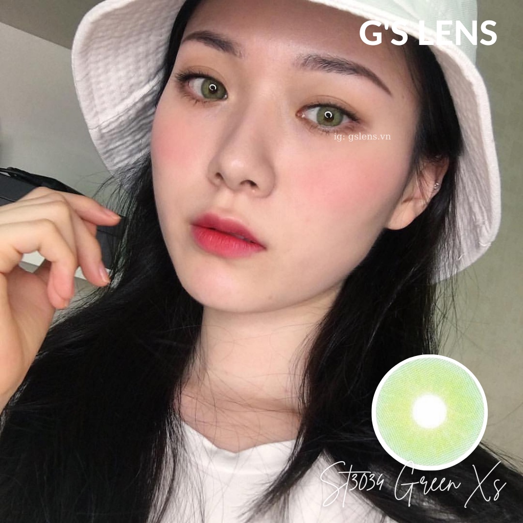 Kính Áp Tròng Lens Xanh Lá Tây Sáng Siêu Đẹp Hot Douyin Size Xs 14mm Có 0 Đến 6 Độ ST3034 Green