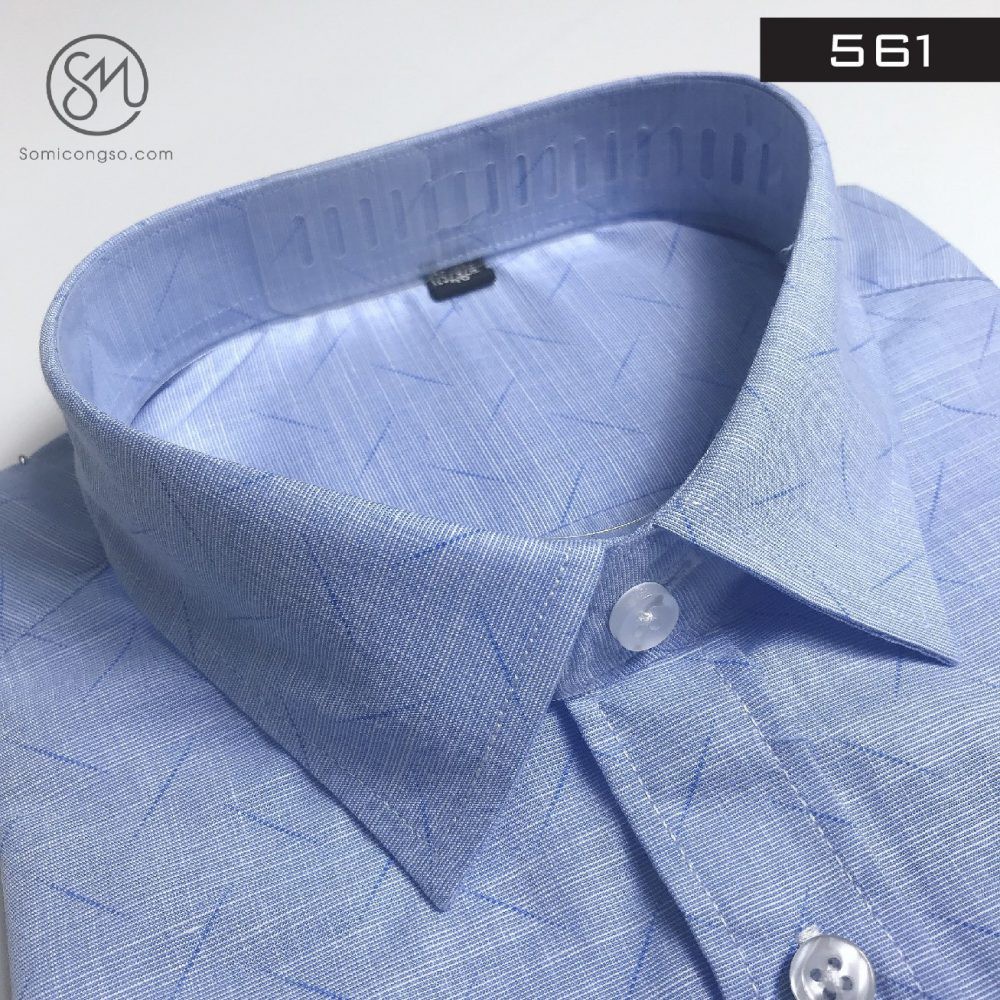 Áo Sơ Mi Nam Công Sở Trung Niên Thương Hiệu Anton Xanh Dương Ngắn Tay Họa Tiết In Chìm Vải Cotton - GD561 | BigBuy360 - bigbuy360.vn