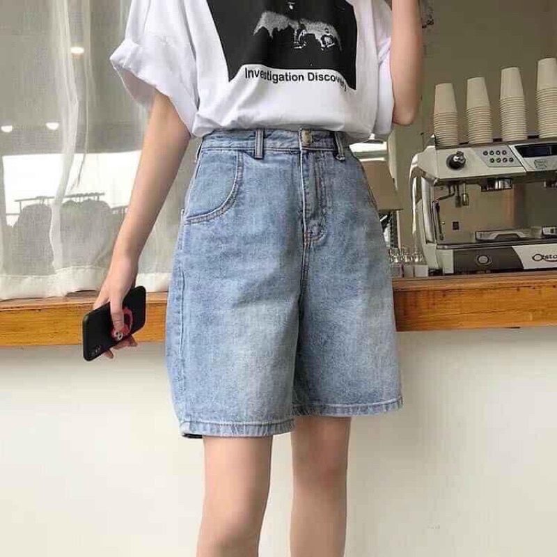 Quần Short Jeans Ngố Bò Nút Hông Và Các Mẫu Ullzzang Unisex