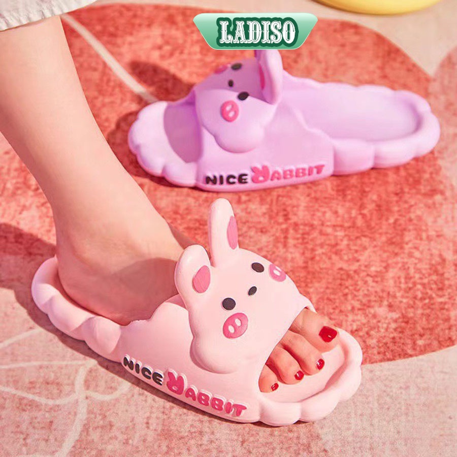 Dép bánh mì quai ngang siêu nhẹ chống trơn trượt họa tiết thỏ đáng yêu cho bé gái LADISO - TT444