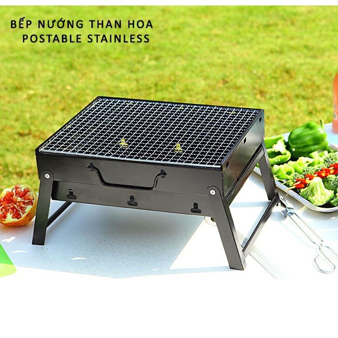 Bếp - Lò nướng than hoa ô vuông BBQ ngoài trời cao cấp, nhỏ gọn có thể gấp gọn mang đi du lịch CORBIN_STORE
