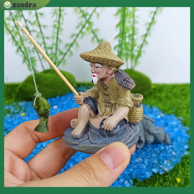 Mô Hình Ông Già Câu Cá Bằng Nhựa Resin Trang Trí Bể Cá