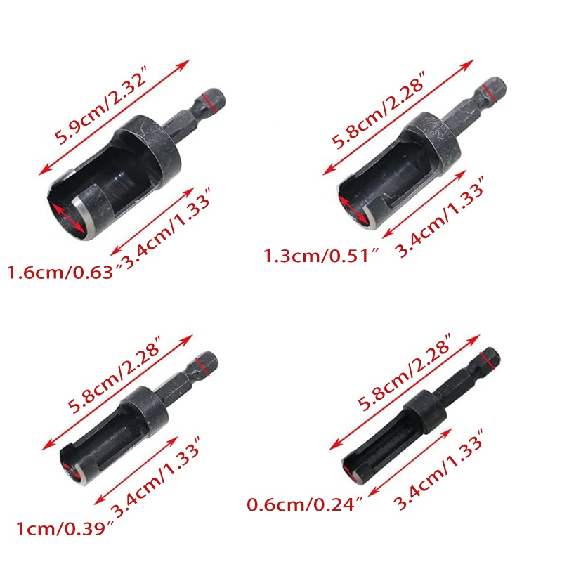 Bộ 4 Mũi Khoan Lỗ Làm Mộc Bằng Thép Cacbon